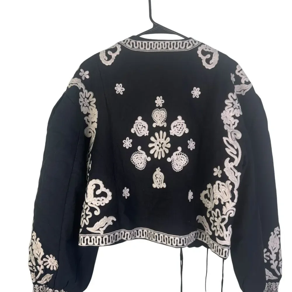 Free People Bali Mabel Jacket Large Cottahecore Boho Cowgirl Flounce Sleeve - Picture 4 of 11